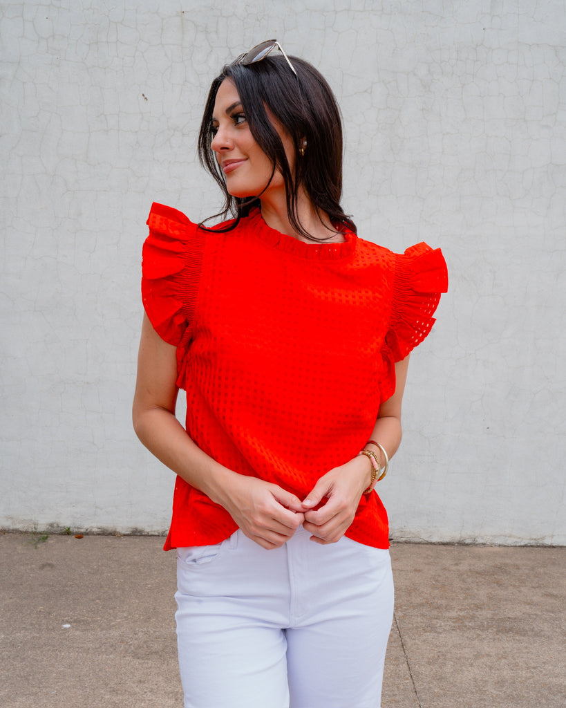 Marianne Blouse-Red-Tank Tops-JODIFL-Usher & Co - Women's Boutique Located in Atoka, OK and Durant, OK