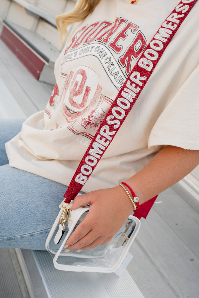 Collegiate Beaded Strap-OU-Bags & Wallets-Capri Designs-Usher & Co - Women's Boutique Located in Atoka, OK and Durant, OK