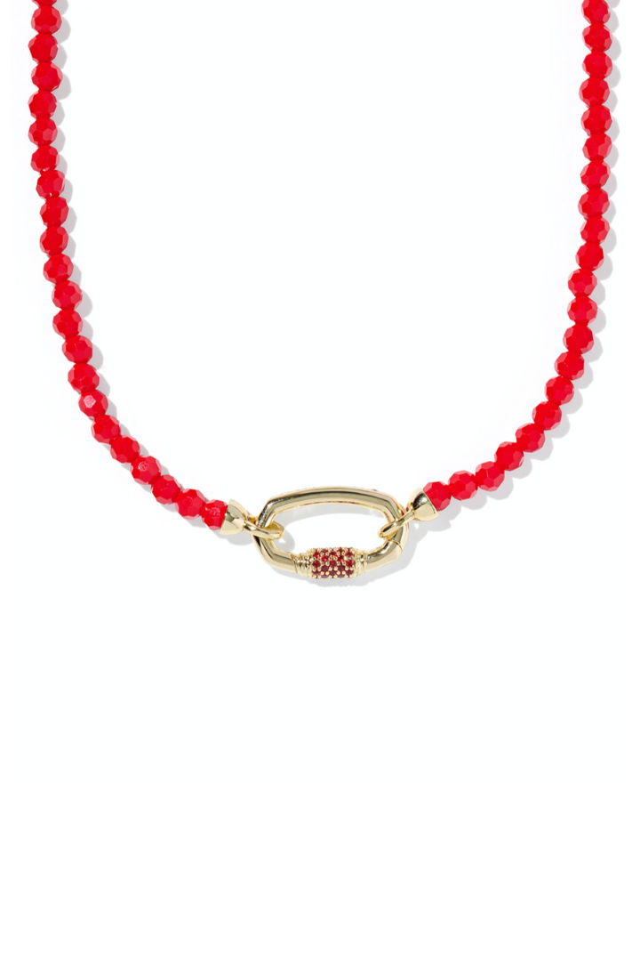 Kendra Scott: Emery Beaded Strand Necklace-Gold Red Glass-7- Jewelry-Kendra Scott-Usher & Co - Women's Boutique Located in Atoka, OK and Durant, OK