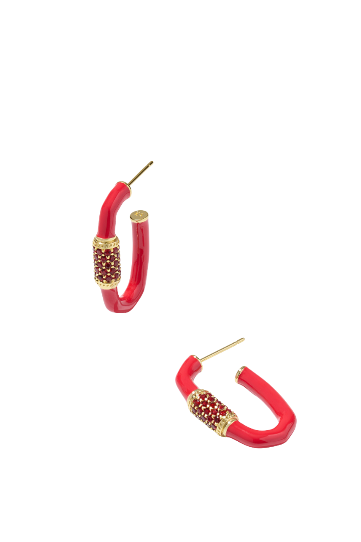 Kendra Scott: Emery Enamel Hoops-Gold Red-7- Jewelry-Kendra Scott-Usher & Co - Women's Boutique Located in Atoka, OK and Durant, OK