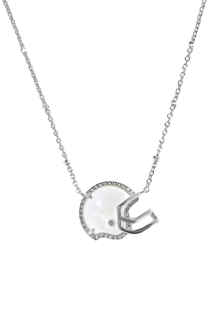 Kendra Scott: Football Helmet Short Pendant Necklace-Silver Ivory-7- Jewelry-Kendra Scott-Usher & Co - Women's Boutique Located in Atoka, OK and Durant, OK