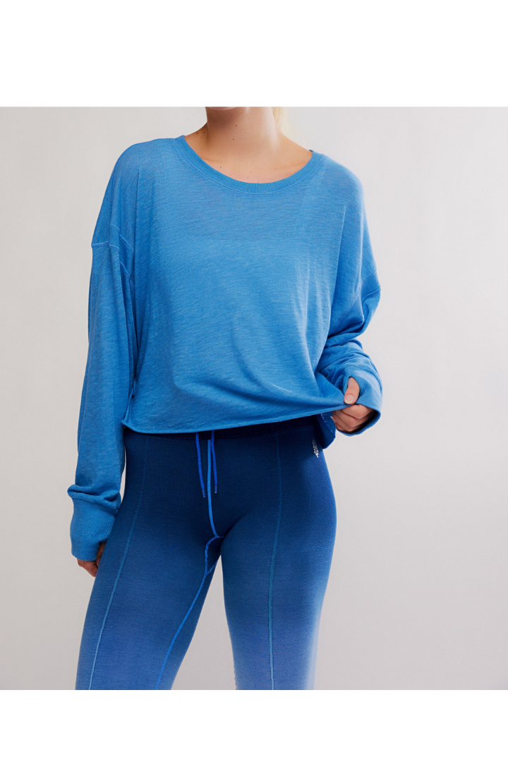 FP Movement: My Time Layer-Light Cobalt-1- Tops-Free People Movement-Usher & Co - Women's Boutique Located in Atoka, OK and Durant, OK