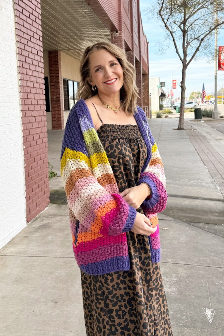 Rainbow Crochet Cardigan-2- Tops Over-Listicle-Usher & Co - Women's Boutique Located in Atoka, OK and Durant, OK