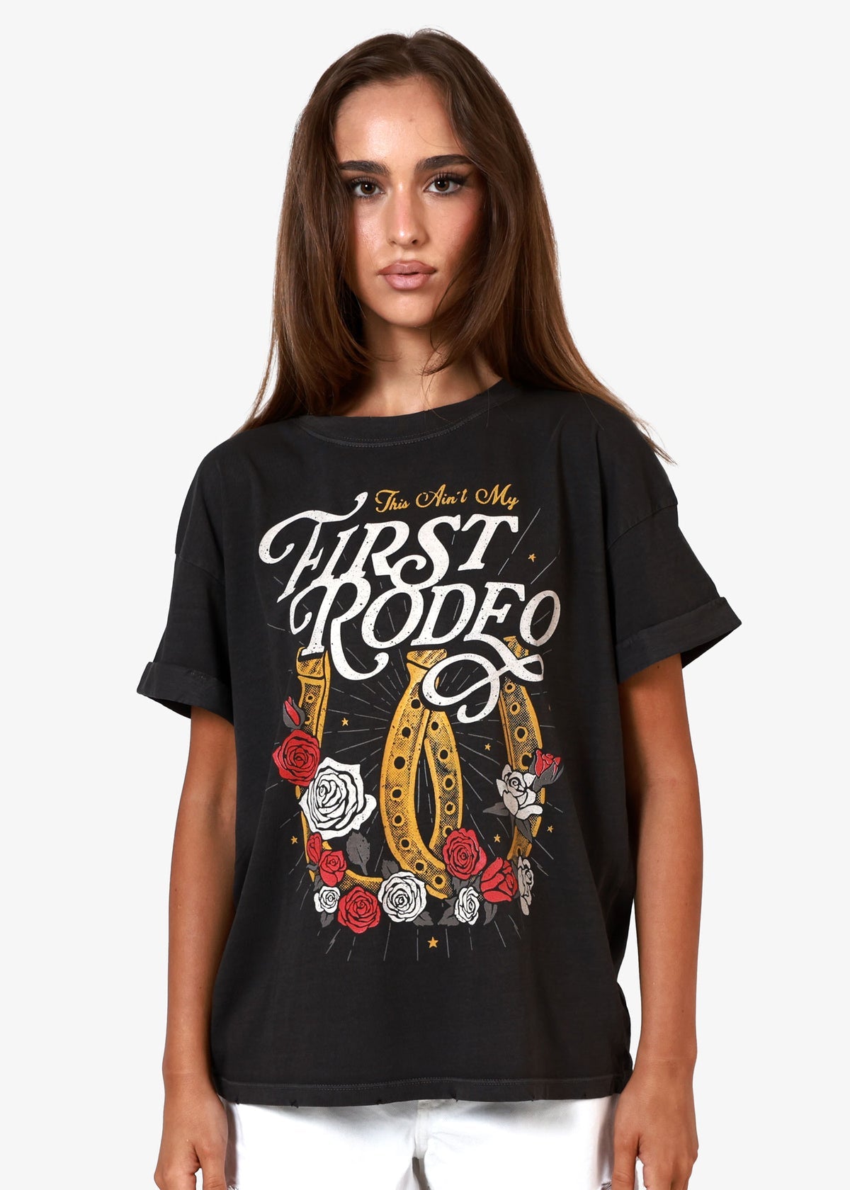 First Rodeo Tee-1- Tops-Girl Dangerous-Usher & Co - Women's Boutique Located in Atoka, OK and Durant, OK