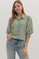 Garden Stroll Top-Green-1- Tops-ENTRO-Usher & Co - Women's Boutique Located in Atoka, OK and Durant, OK