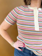 Groovy Stripe Sweater-1- Tops-Wishlist-Usher & Co - Women's Boutique Located in Atoka, OK and Durant, OK