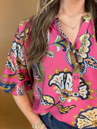 Haisley Top- Pink-1- Tops-Umgee-Usher & Co - Women's Boutique Located in Atoka, OK and Durant, OK
