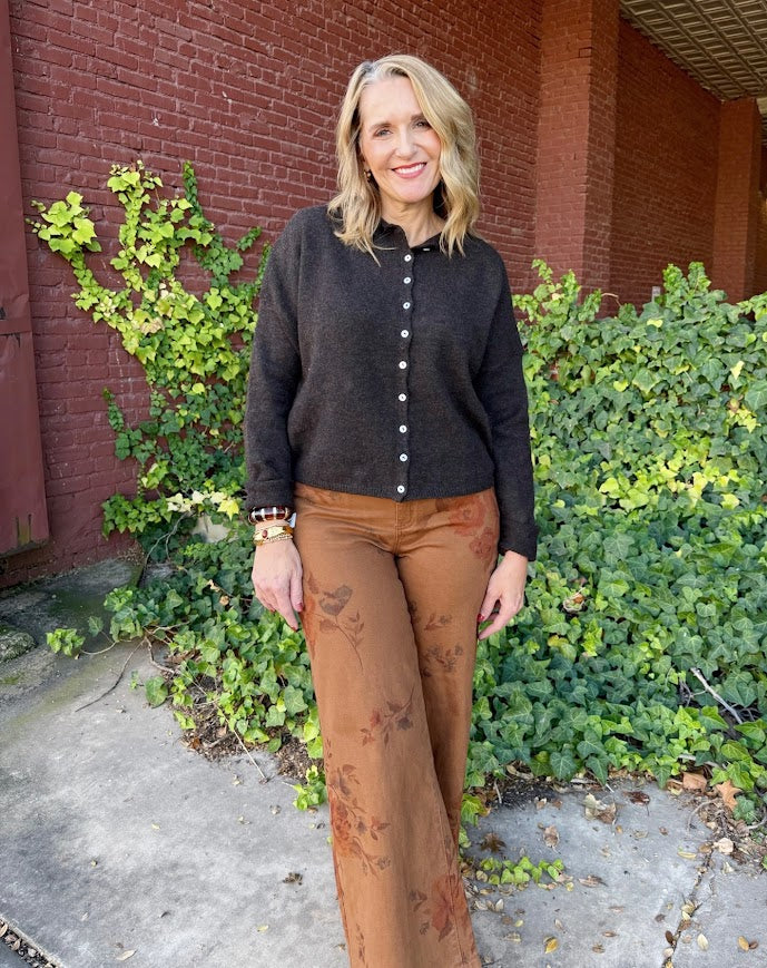 Flora Twill Pants-Mocha-4- Bottoms-Easel-Usher & Co - Women's Boutique Located in Atoka, OK and Durant, OK