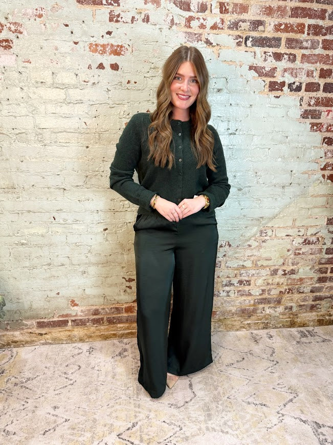 Z SUPPLY: Isolde Satin Pant-Garland Green-4- Bottoms-Z SUPPLY-Usher & Co - Women's Boutique Located in Atoka, OK and Durant, OK