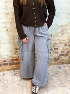 Chambray Cargo Pants-Light Denim-4- Bottoms-Easel-Usher & Co - Women's Boutique Located in Atoka, OK and Durant, OK