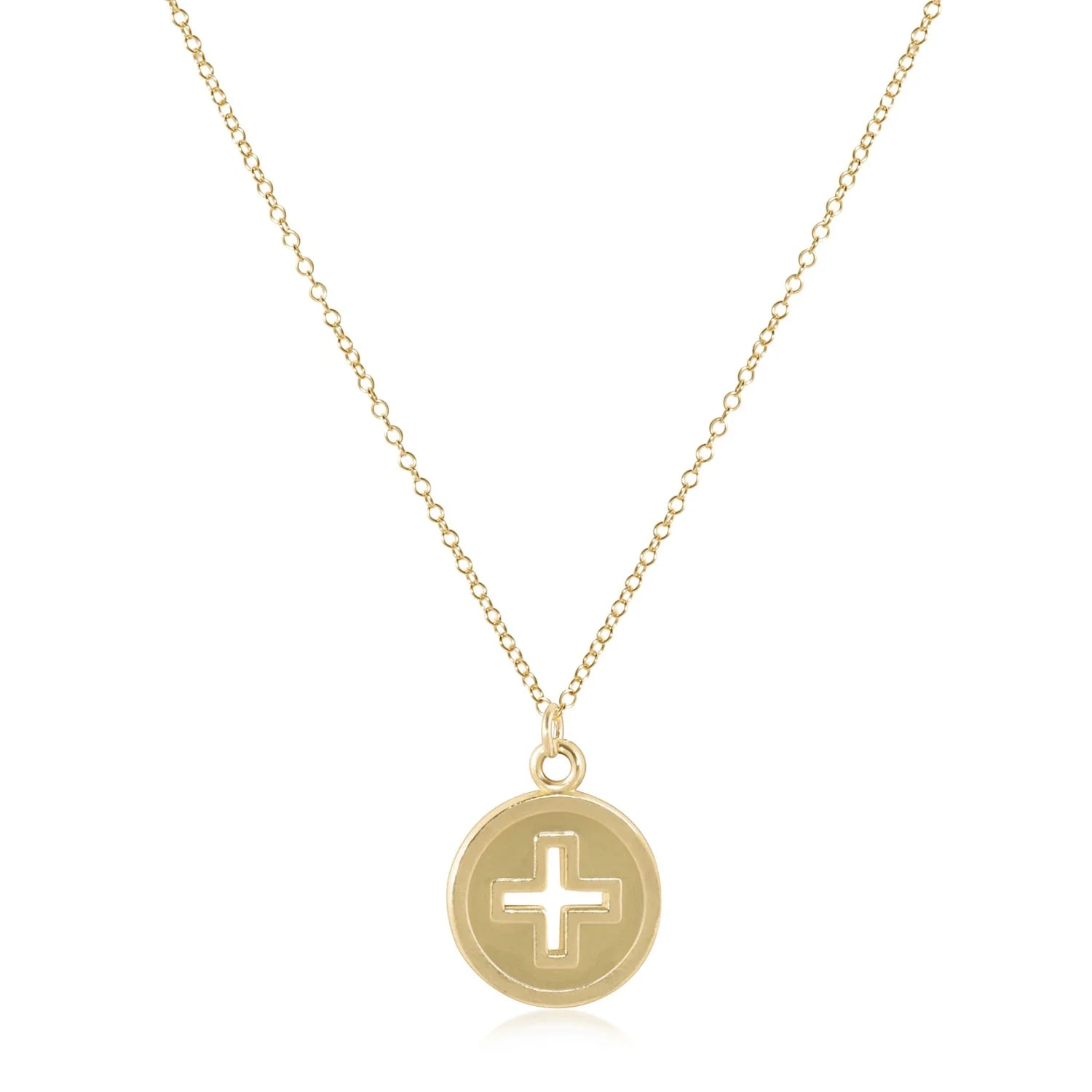 enewton: 16" Necklace Gold-Signature Cross Gold Disc-7- Jewelry-ENEWTON-Usher & Co - Women's Boutique Located in Atoka, OK and Durant, OK
