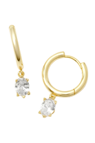 Kendra Scott: Cailin Single Stone Huggies-Gold White Crystal-7- Jewelry-Kendra Scott-Usher & Co - Women's Boutique Located in Atoka, OK and Durant, OK