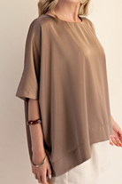 Leandra Top-Mocha-1- Tops-Glam-Usher & Co - Women's Boutique Located in Atoka, OK and Durant, OK