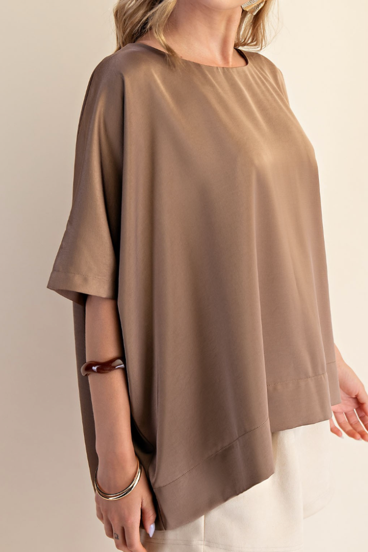 Leandra Top-Mocha-1- Tops-Glam-Usher & Co - Women's Boutique Located in Atoka, OK and Durant, OK