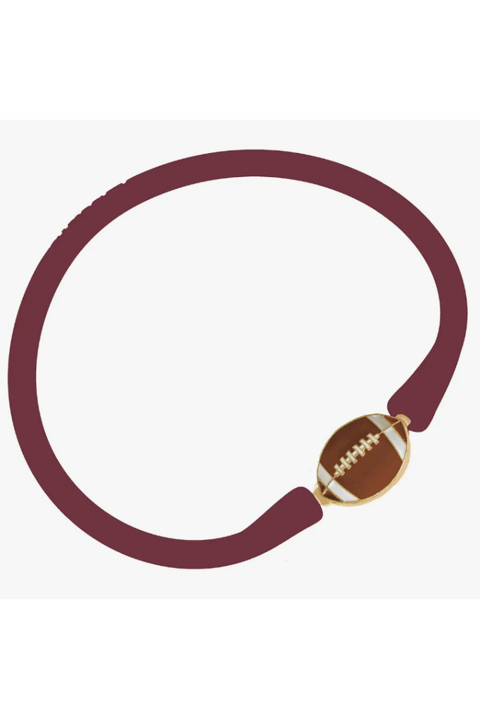 Silicone Bracelet-Maroon Football-Bracelets-Canvas Style-Usher & Co - Women's Boutique Located in Atoka, OK and Durant, OK