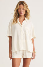 Z SUPPLY: Tinsley Button Up Shirt-Sea Salt-1- Tops-Z SUPPLY-Usher & Co - Women's Boutique Located in Atoka, OK and Durant, OK