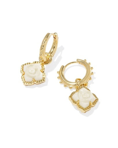KENDRA SCOTT: Mallory Rose Huggie Earrings- Gold Ivory Mother Of Pearl-7- Jewelry-KENDRA SCOTT-Usher & Co - Women's Boutique Located in Atoka, OK and Durant, OK
