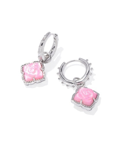 KENDRA SCOTT: Mallory Rose Huggie Earrings- Silver Blush Ivory Mother Of Pearl-7- Jewelry-KENDRA SCOTT-Usher & Co - Women's Boutique Located in Atoka, OK and Durant, OK