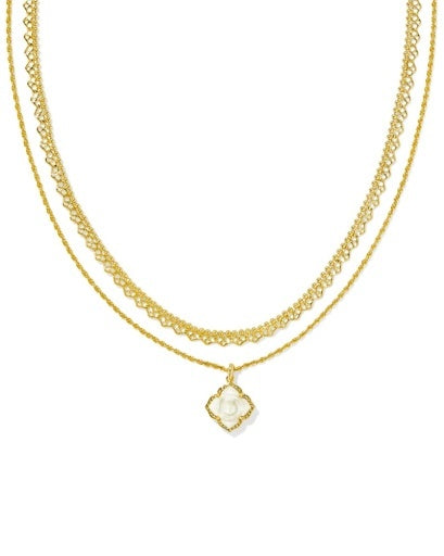 KENDRA SCOTT: Mallory Rose Multi Strand Necklace-Gold Ivory Mother of Pearl-7- Jewelry-KENDRA SCOTT-Usher & Co - Women's Boutique Located in Atoka, OK and Durant, OK