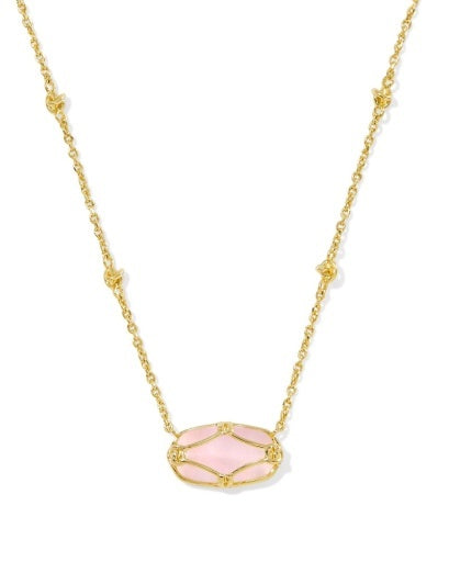 KENDRA SCOTT: Elisa Lattice Frame Necklace-Gold Blush Ivory Mother Of Pearl-7- Jewelry-KENDRA SCOTT-Usher & Co - Women's Boutique Located in Atoka, OK and Durant, OK