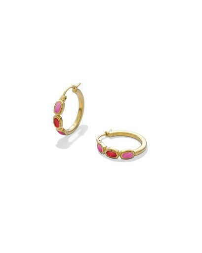KENDRA SCOTT: Mini Elisa Hoops-Vintage Gold Pink Mix – USHER CO