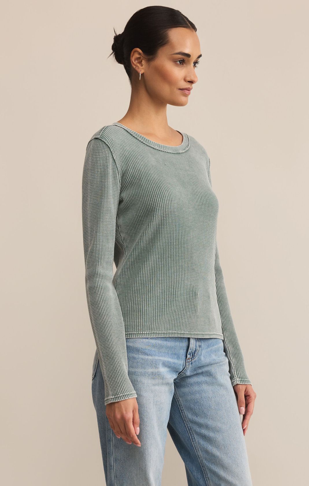 Z SUPPLY: Arlet Mini Thermal Top-Hunter Green-1- Tops-Z SUPPLY-Usher & Co - Women's Boutique Located in Atoka, OK and Durant, OK