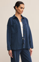 Z SUPPLY: All Day Knit Denim Jacket-Indigo-2- Tops Over-Z SUPPLY-Usher & Co - Women's Boutique Located in Atoka, OK and Durant, OK