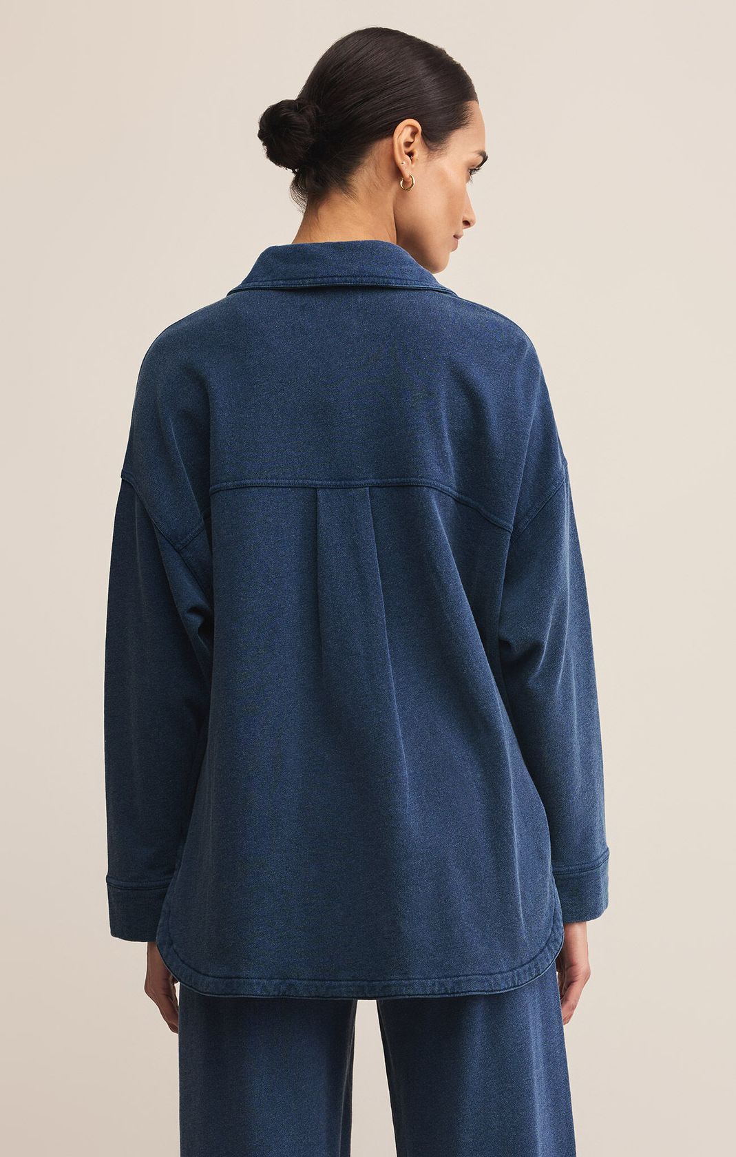Z SUPPLY: All Day Knit Denim Jacket-Indigo-2- Tops Over-Z SUPPLY-Usher & Co - Women's Boutique Located in Atoka, OK and Durant, OK