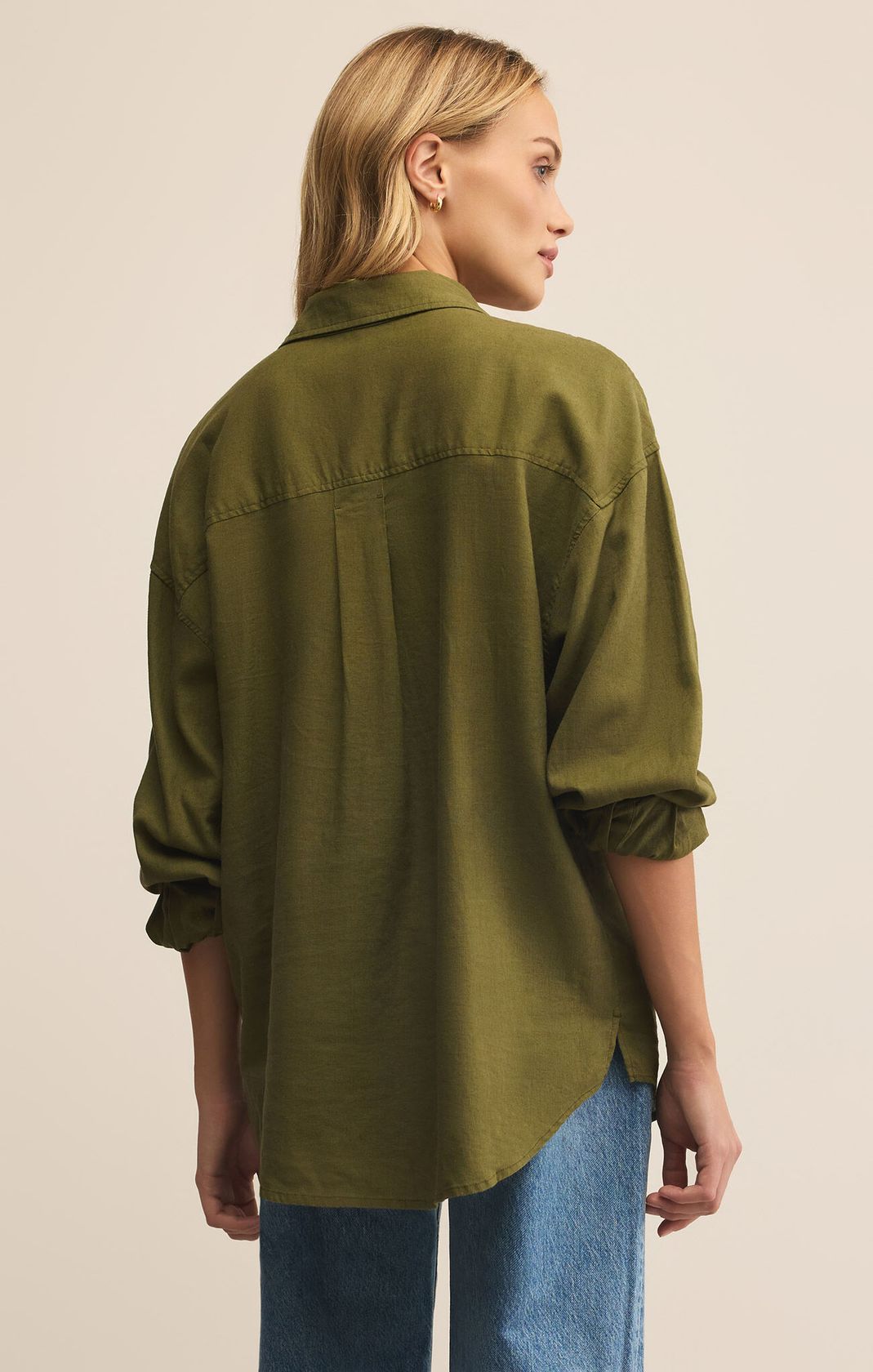 Z SUPPLY: Alfie Linen Button Up-Fern-1- Tops-Z SUPPLY-Usher & Co - Women's Boutique Located in Atoka, OK and Durant, OK