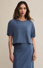 Z SUPPLY: On The Go Tee-Jersey Denim-1- Tops-Z SUPPLY-Usher & Co - Women's Boutique Located in Atoka, OK and Durant, OK