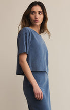 Z SUPPLY: On The Go Tee-Jersey Denim-1- Tops-Z SUPPLY-Usher & Co - Women's Boutique Located in Atoka, OK and Durant, OK