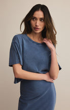 Z SUPPLY: On The Go Tee-Jersey Denim-1- Tops-Z SUPPLY-Usher & Co - Women's Boutique Located in Atoka, OK and Durant, OK