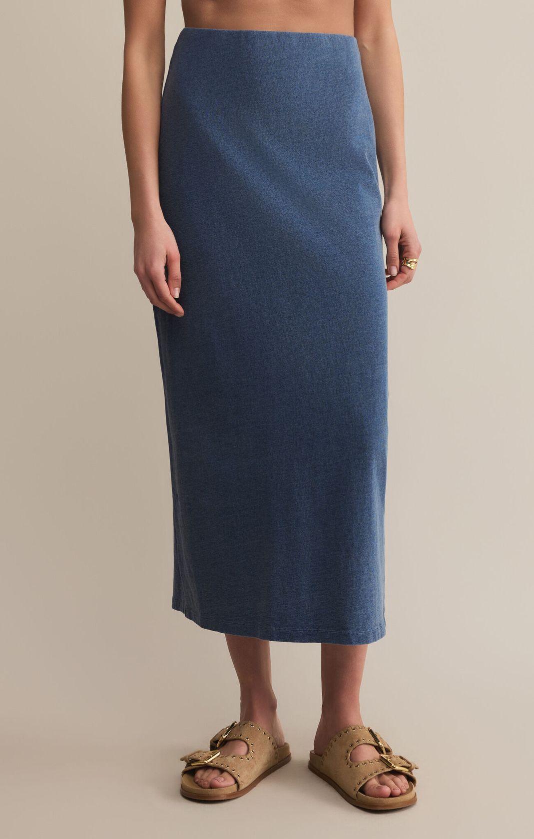 Z SUPPLY: Gail Midi Skirt-Jersey Denim-4- Bottoms-Z SUPPLY-Usher & Co - Women's Boutique Located in Atoka, OK and Durant, OK