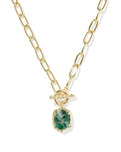 KENDRA SCOTT: Daphne Link Chain Necklace-Gold Bronze Veined Malachite-7- Jewelry-Kendra Scott-Usher & Co - Women's Boutique Located in Atoka, OK and Durant, OK