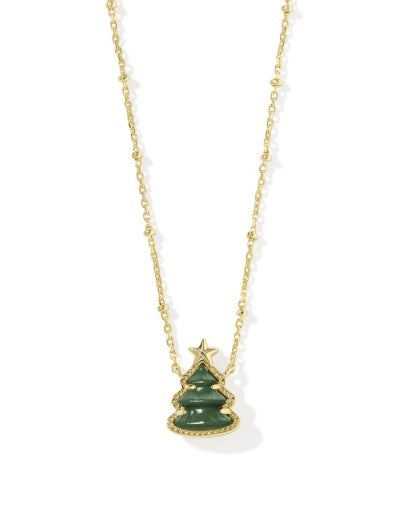 Kendra Scott: Holiday Tree Short Pendant Necklace-Gold Green Quartzite-7- Jewelry-Kendra Scott-Usher & Co - Women's Boutique Located in Atoka, OK and Durant, OK