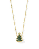 Kendra Scott: Holiday Tree Short Pendant Necklace-Gold Green Quartzite-7- Jewelry-KENDRA SCOTT-Usher & Co - Women's Boutique Located in Atoka, OK and Durant, OK