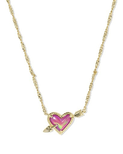 Kendra Scott: Ari Heart Arrow Necklace-Gold Pink Opalescent Resin-7- Jewelry-KENDRA SCOTT-Usher & Co - Women's Boutique Located in Atoka, OK and Durant, OK