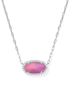 Kendra Scott: Elisa Pave Frame Necklace-Silver Pink Opalescent Resin-7- Jewelry-KENDRA SCOTT-Usher & Co - Women's Boutique Located in Atoka, OK and Durant, OK