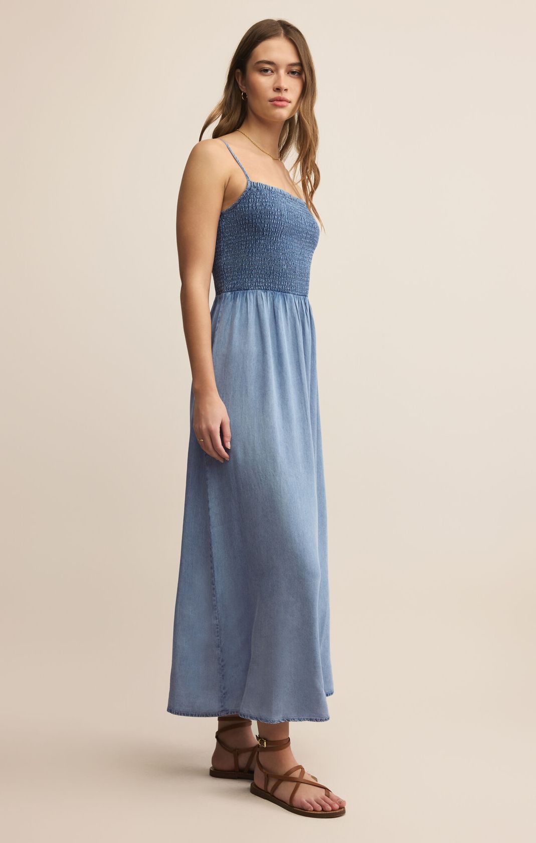 Z Supply: Bayside Chambray Maxi Dress-6- Dress/Romp/Jump-Z SUPPLY-Usher & Co - Women's Boutique Located in Atoka, OK and Durant, OK