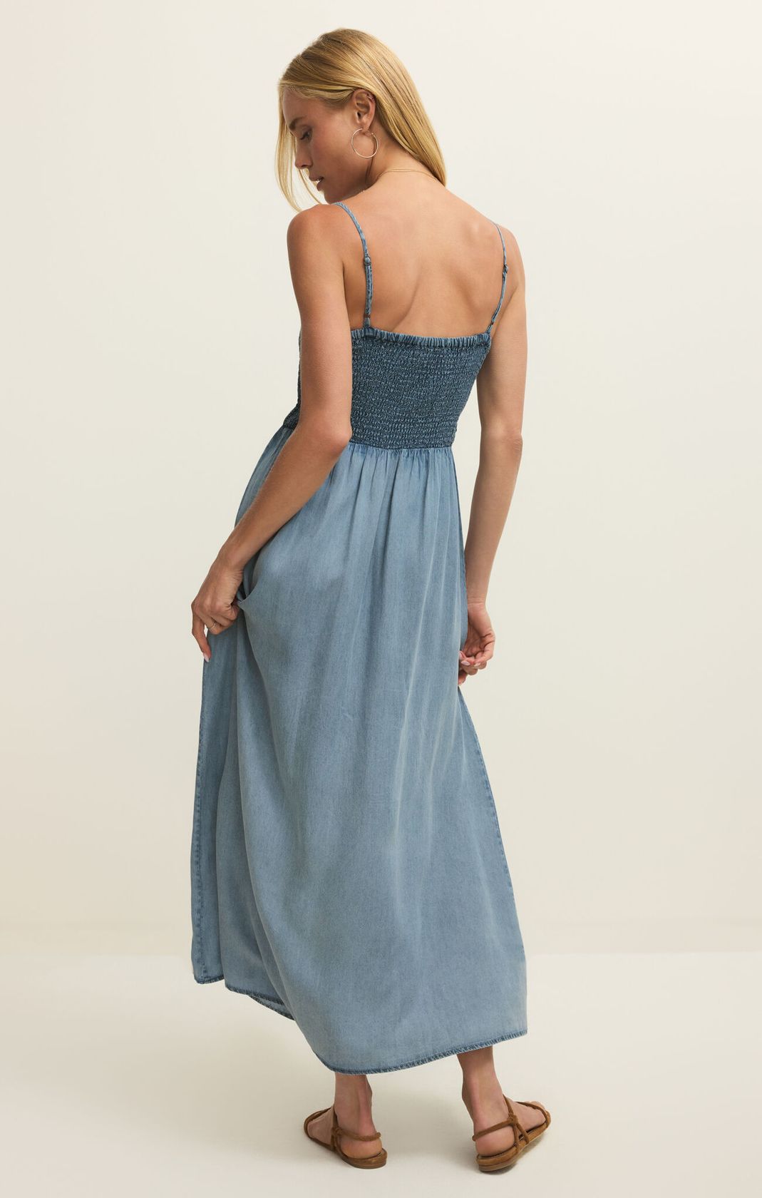 Z Supply: Bayside Chambray Maxi Dress-6- Dress/Romp/Jump-Z SUPPLY-Usher & Co - Women's Boutique Located in Atoka, OK and Durant, OK