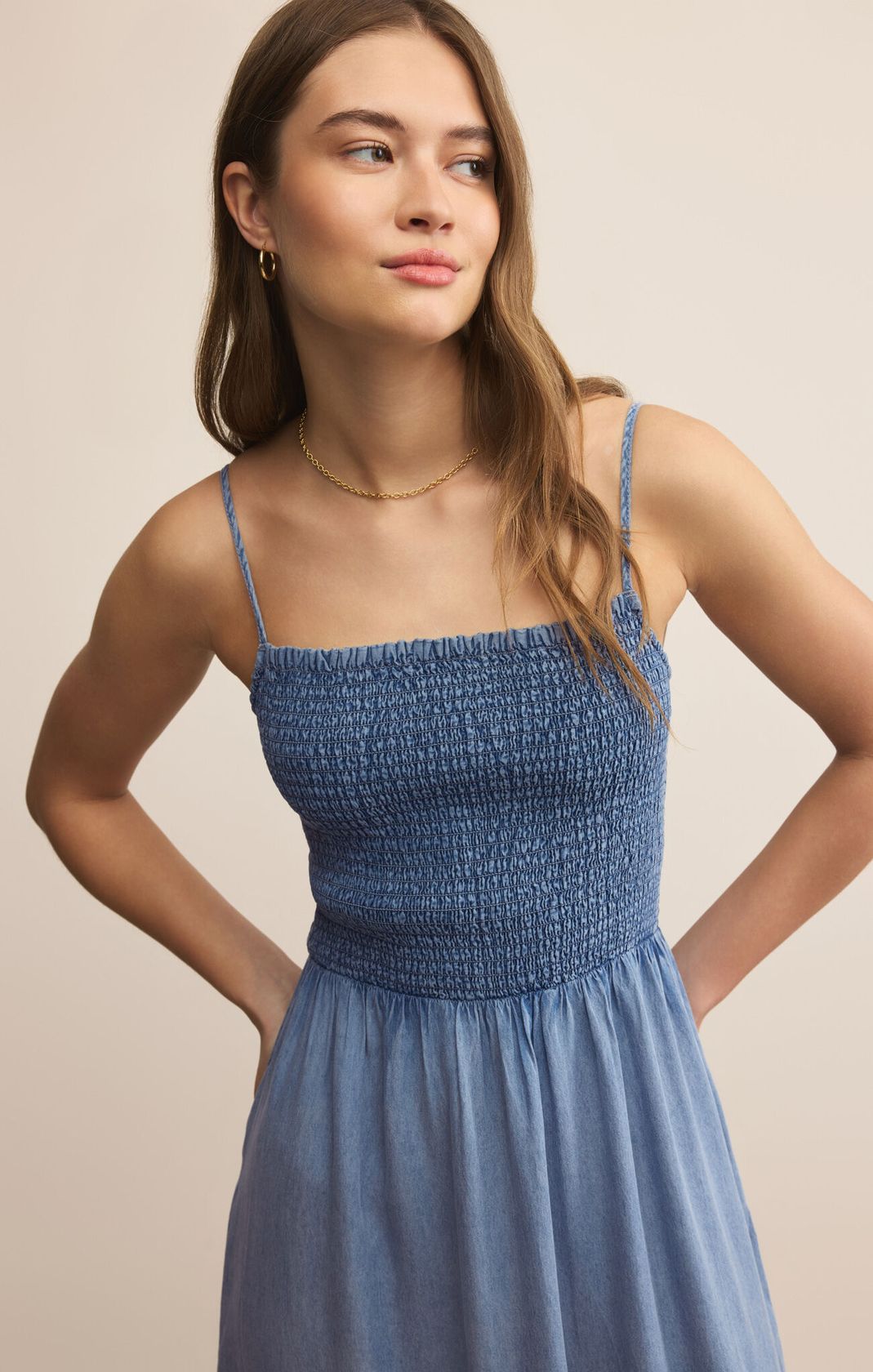 Z Supply: Bayside Chambray Maxi Dress-6- Dress/Romp/Jump-Z SUPPLY-Usher & Co - Women's Boutique Located in Atoka, OK and Durant, OK