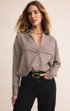Z SUPPLY: River Plaid Button Up-Chocolate Cherry-1- Tops-Z SUPPLY-Usher & Co - Women's Boutique Located in Atoka, OK and Durant, OK