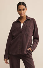 Z SUPPLY: All Day Knit Jacket-Chocolate Cherry-2- Tops Over-Z SUPPLY-Usher & Co - Women's Boutique Located in Atoka, OK and Durant, OK