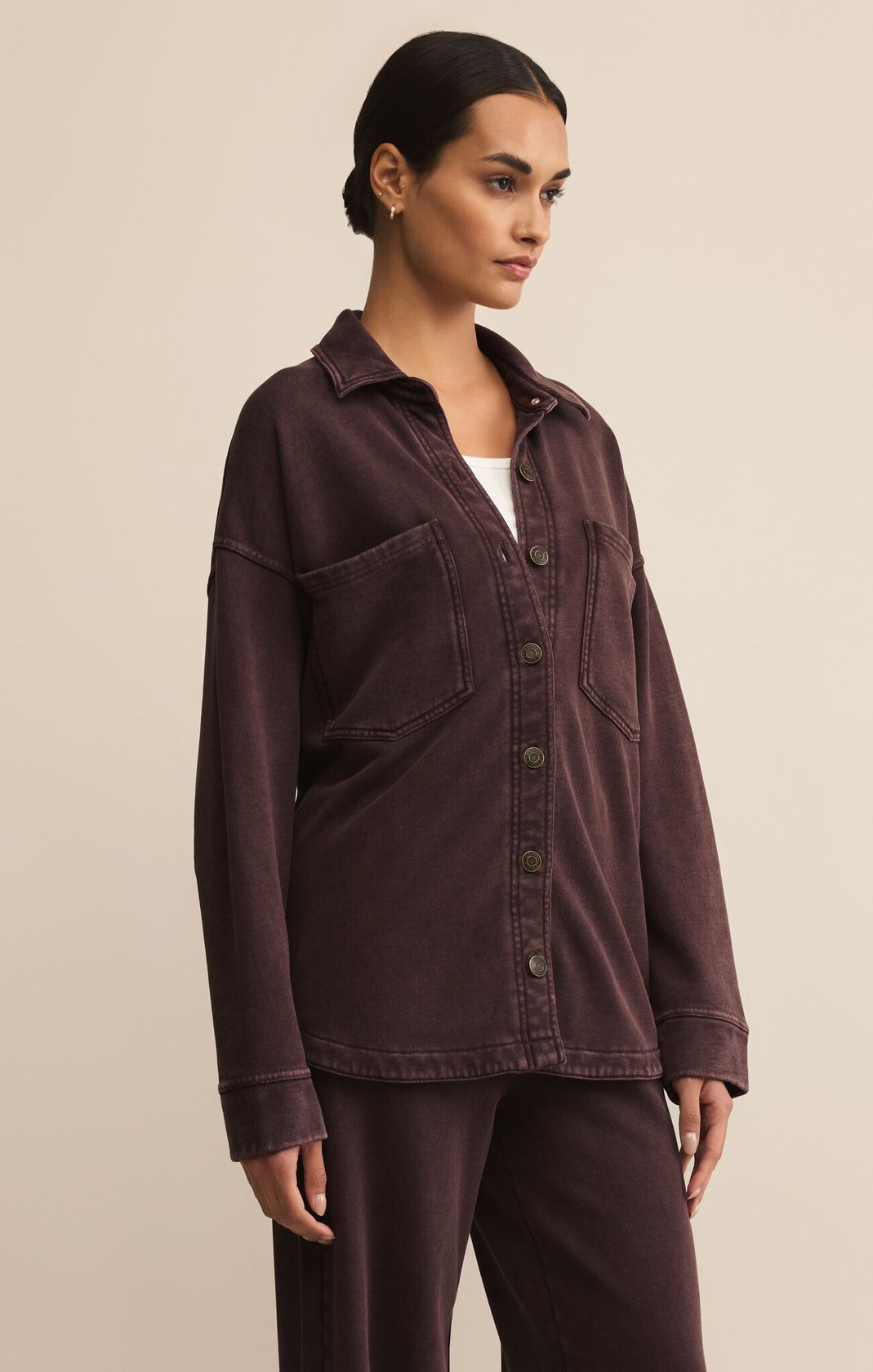 Z SUPPLY: All Day Knit Jacket-Chocolate Cherry-2- Tops Over-Z SUPPLY-Usher & Co - Women's Boutique Located in Atoka, OK and Durant, OK