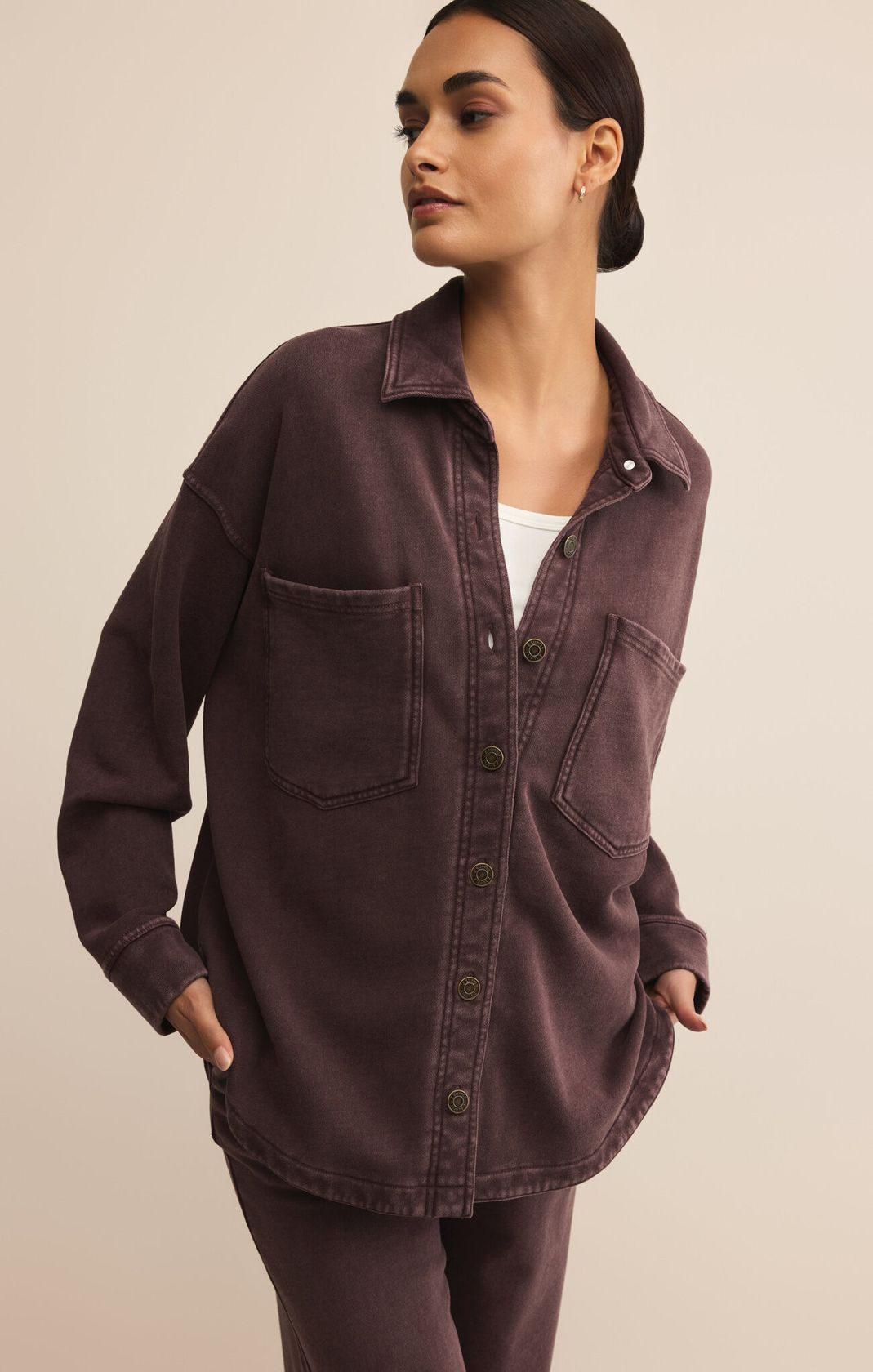 Z SUPPLY: All Day Knit Jacket-Chocolate Cherry-2- Tops Over-Z SUPPLY-Usher & Co - Women's Boutique Located in Atoka, OK and Durant, OK