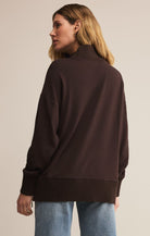 Z SUPPLY: Sable Rib Sweatshirt-Chocolate Cherry-1- Tops-Z SUPPLY-Usher & Co - Women's Boutique Located in Atoka, OK and Durant, OK