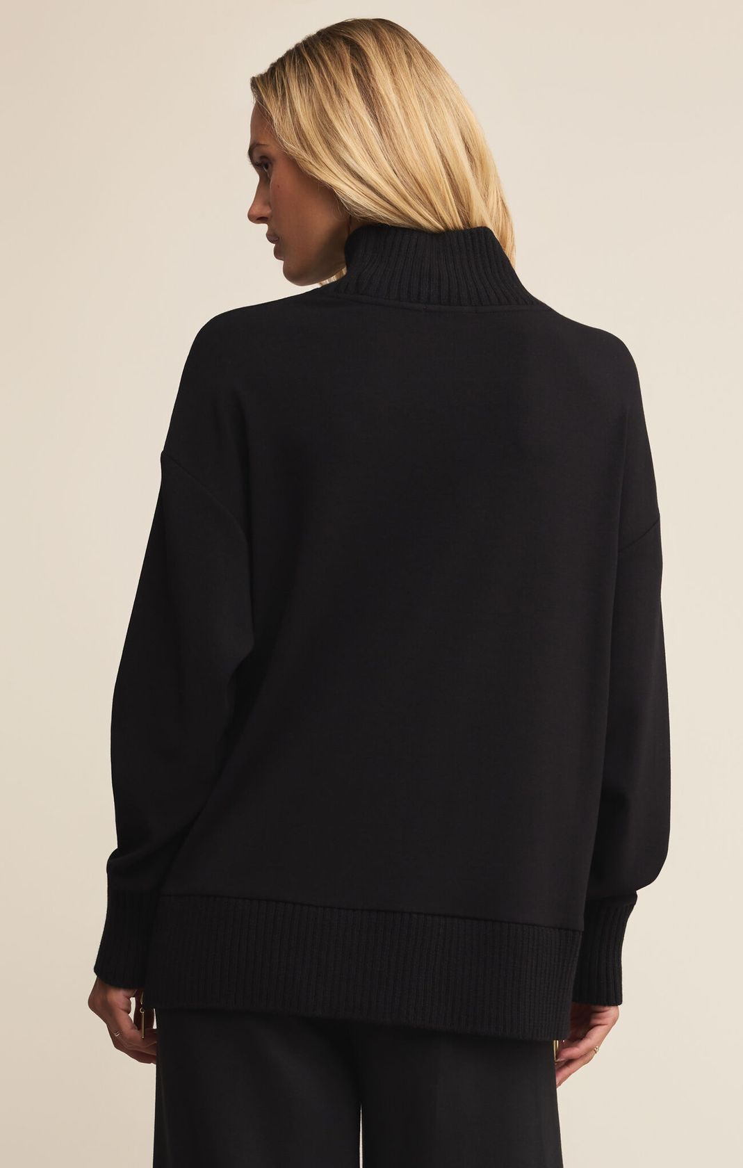 Z SUPPLY: Sable Rib Sweatshirt-Black-1- Tops-Z SUPPLY-Usher & Co - Women's Boutique Located in Atoka, OK and Durant, OK
