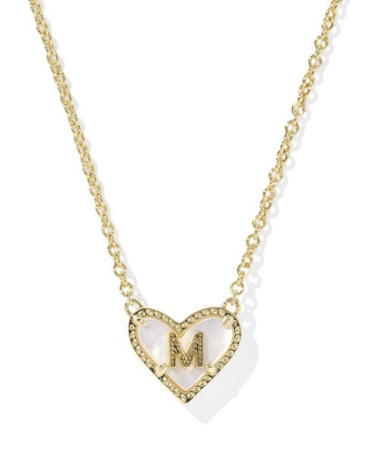 Kendra Scott: Heart Letter M Short Pendant Necklace-Gold Ivory-KENDRA SCOTT-Usher & Co - Women's Boutique Located in Atoka, OK and Durant, OK