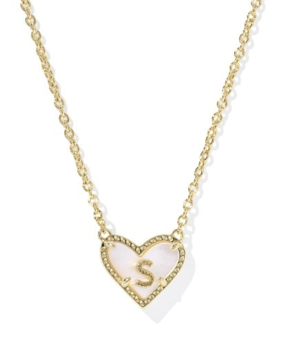 Kendra Scott: Heart Letter S Short Pendant Necklace-Gold Ivory-KENDRA SCOTT-Usher & Co - Women's Boutique Located in Atoka, OK and Durant, OK