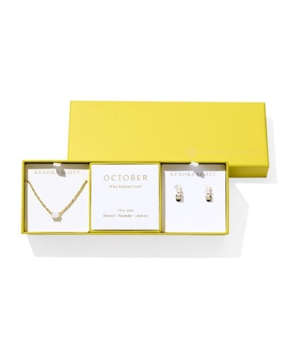 Kendra Scott: Cailin Birthstone Gift Set-Gold White Iridescent Crystal-7- Jewelry-Kendra Scott-Usher & Co - Women's Boutique Located in Atoka, OK and Durant, OK